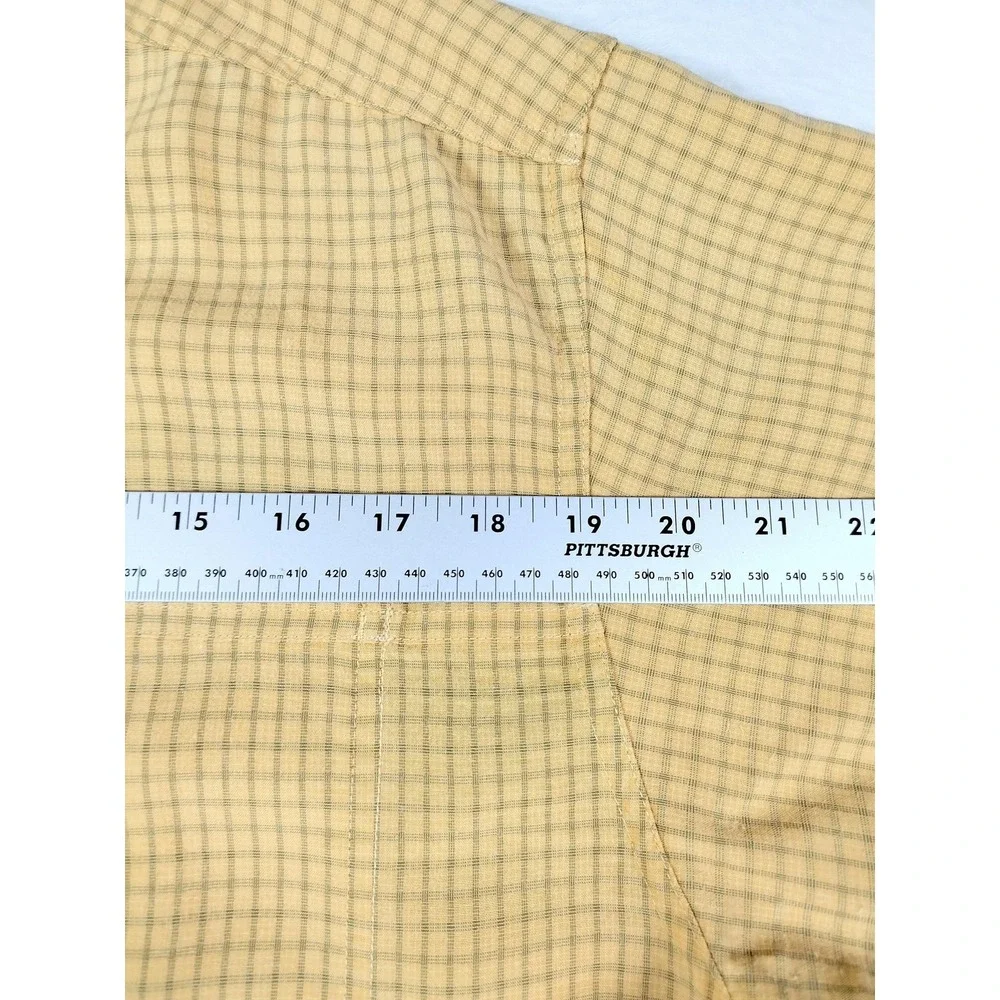 The North Face Shirt Mens Large‎ Yellow Check Short Sleeve Button Up Outdoor